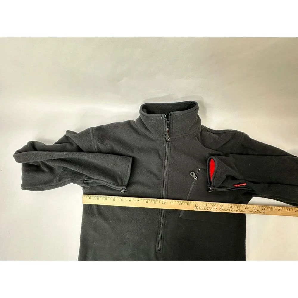 VINTAGE Harley Davidson Fleece Sweater Mens XS Black 3/4 Zip Motorcycle Biker